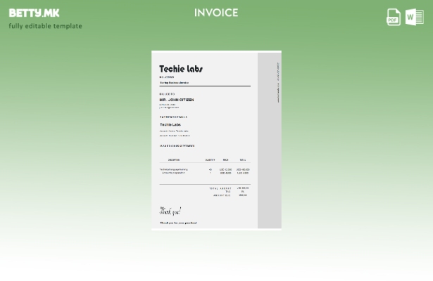 Шаблон за фактура во модерен стил на USA Techie Labs